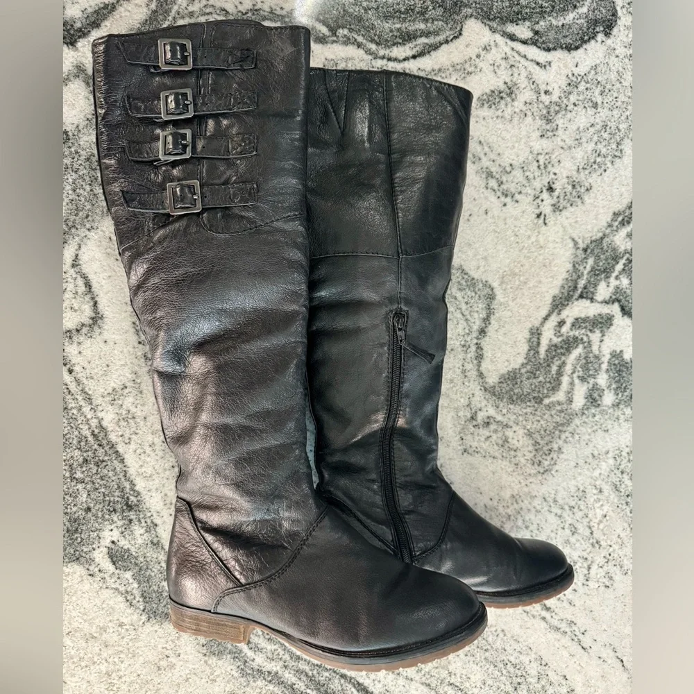 Steve Madden Knee High Black Leather Riding Boots Women's Size 8.5 - Picture 5 of 11